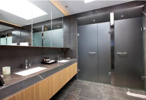 Modern washrooms with changing stations